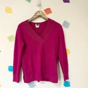 XS by Anthropologie Fuchsia V Neck Oversized Sweater